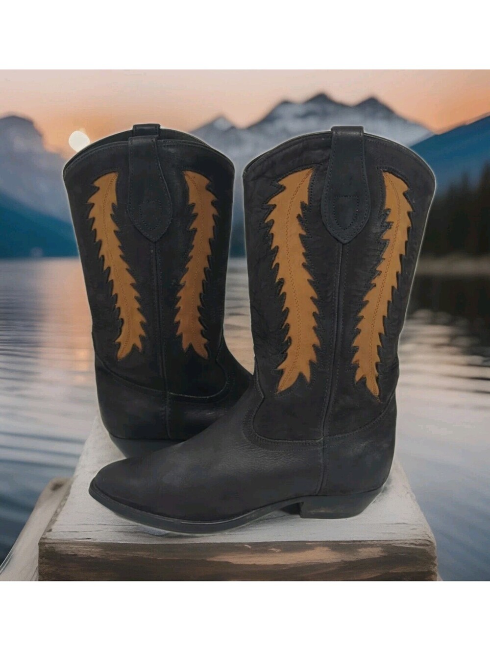 Dingo Angel Wings Black Suede Leather Cowboy Country Western Boots Womens 6 Show